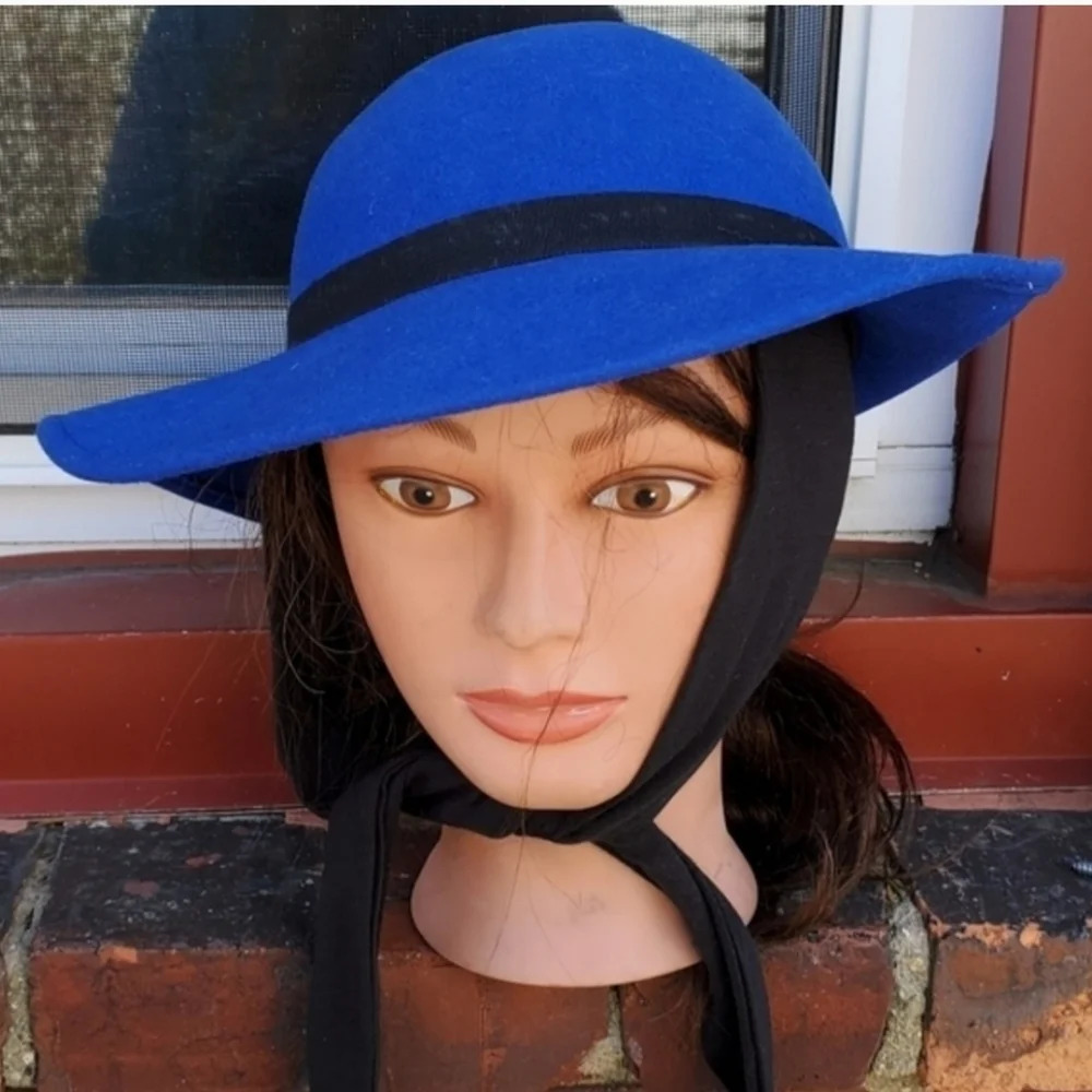 Vintage Blue Ear cover Wool  Doeskin hat